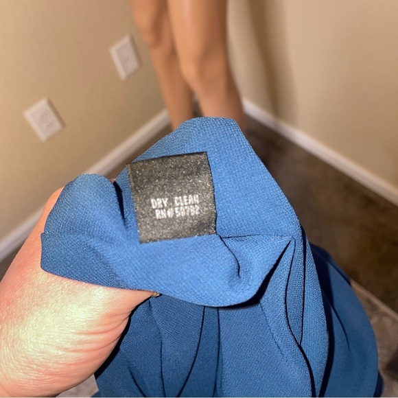 Adrianna Papell dress Navy blue Chiffon Layered Rosette Cocktail Evening SZ 4 - Picture 9 of 11